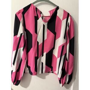 Shein Women's Blouse Shirt Top Size M Medium NWT Blue Pink Purple Long Sleeve